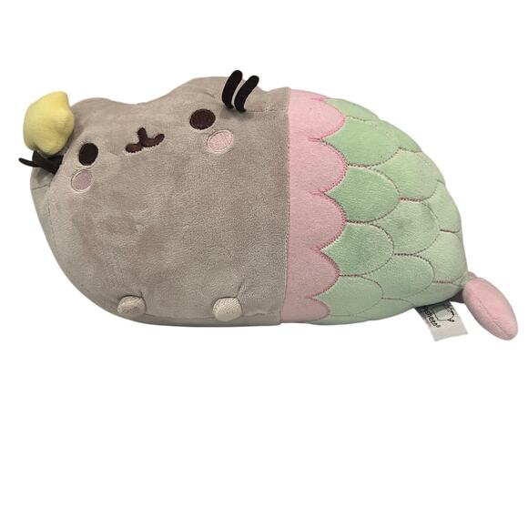 GUND Pusheen Mermaid Cat Plush Stuffed Animal  12" Gray Tabby with Starfish Bow - Picture 1 of 5